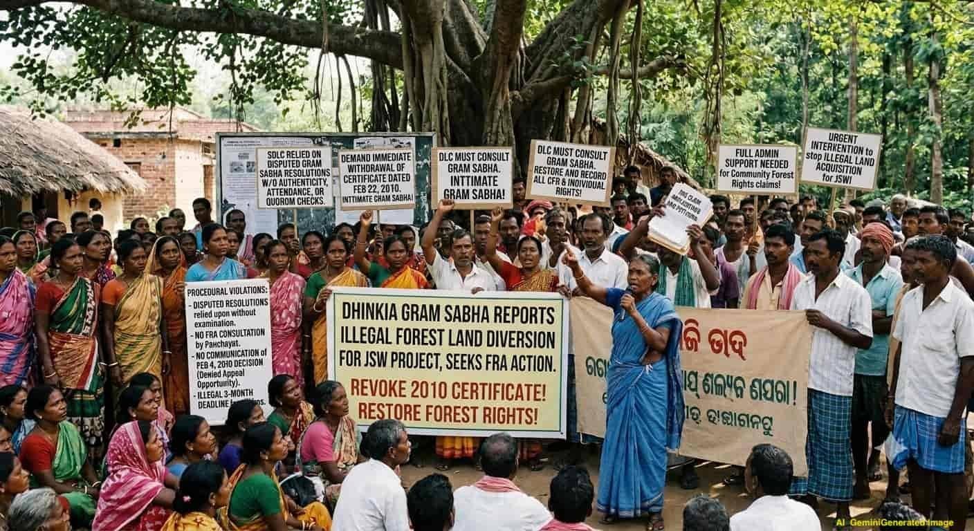 Dhinkia Gram Sabha Alleges Illegal Forest Land Diversion for JSW Project, Seeks Action Under FRA