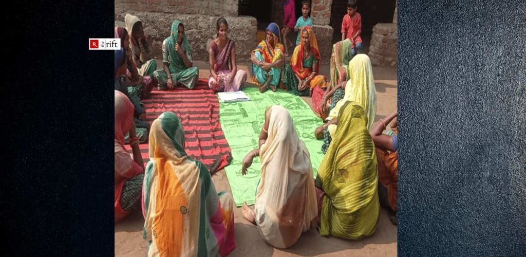 Indira Devi,  a Community Facilitator from Vaagdhara, guiding members during a Saksham Group women's meeting. (Photo Credit: Mukesh Maida, Block Facilitator, Vaagdhara).

