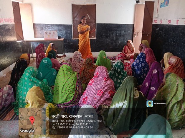 Amuli Devi Garasia training a women's group in soap-making (Photo – Sunil Malviya, Cluster Facilitator, VAAGDHARA)